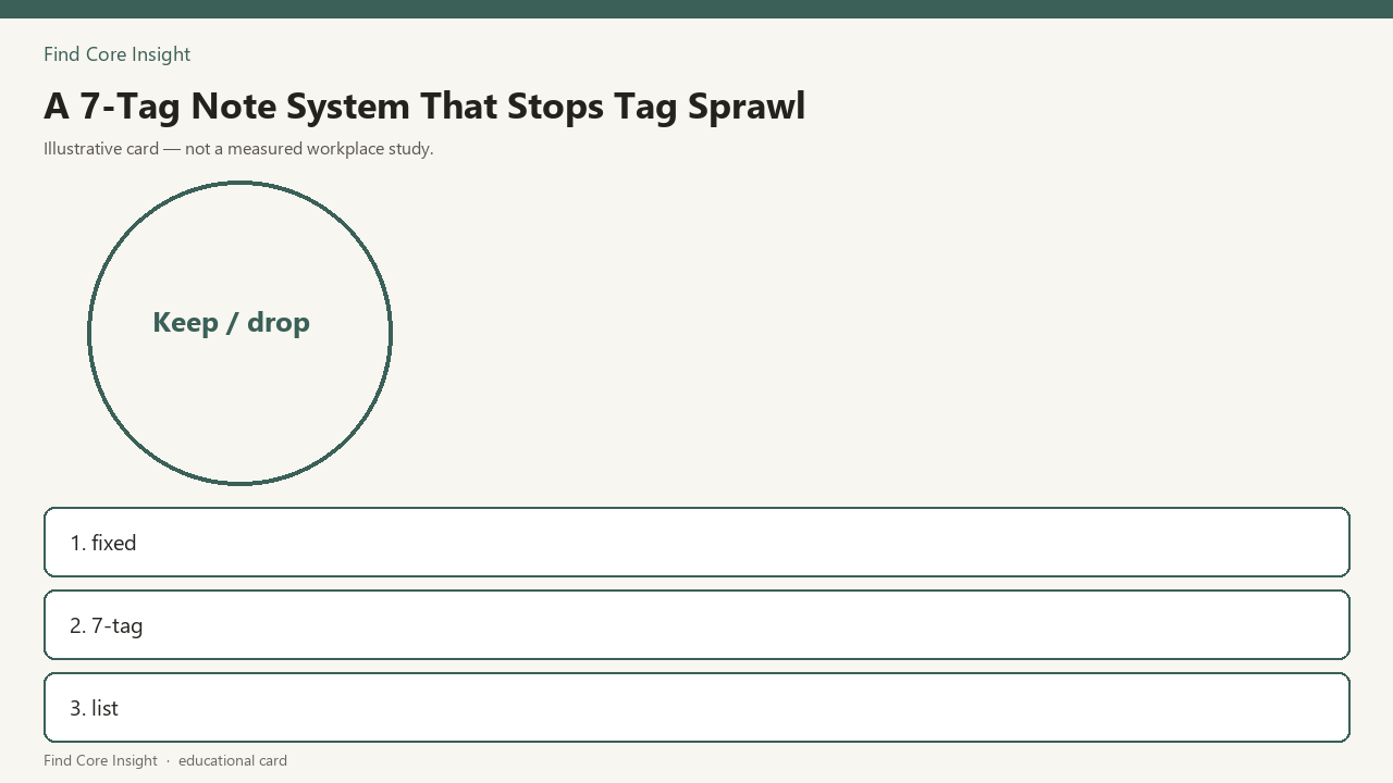 A 7-Tag Note System That Stops Tag Sprawl — illustrative card