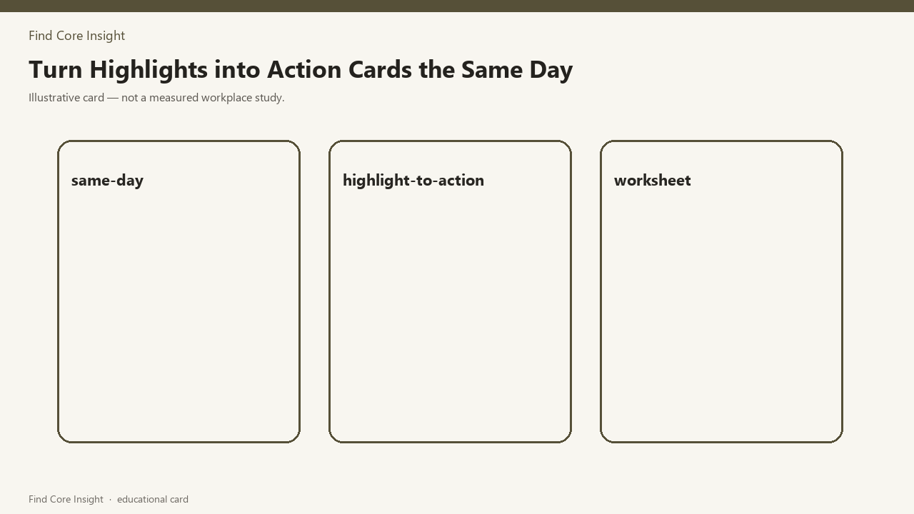 Turn Highlights into Action Cards the Same Day — illustrative card