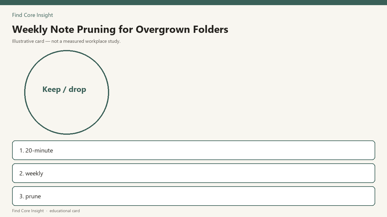 Weekly Note Pruning for Overgrown Folders — illustrative card