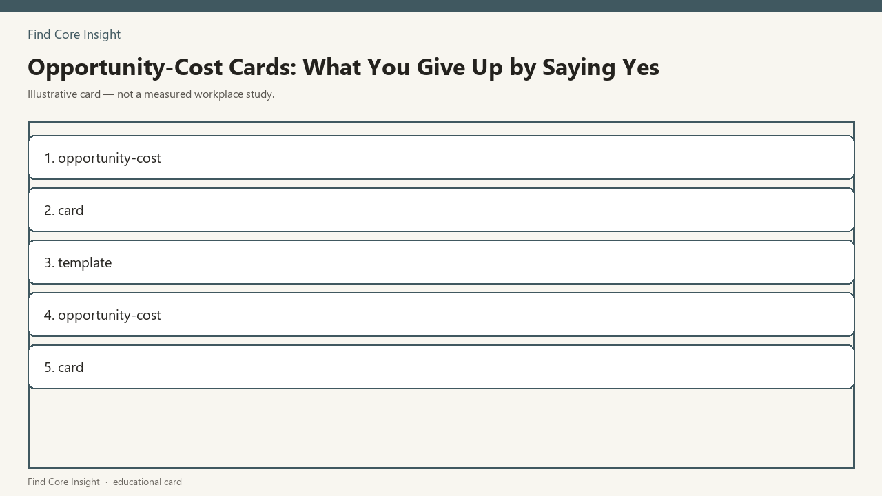 Opportunity-Cost Cards: What You Give Up by Saying Yes — illustrative card