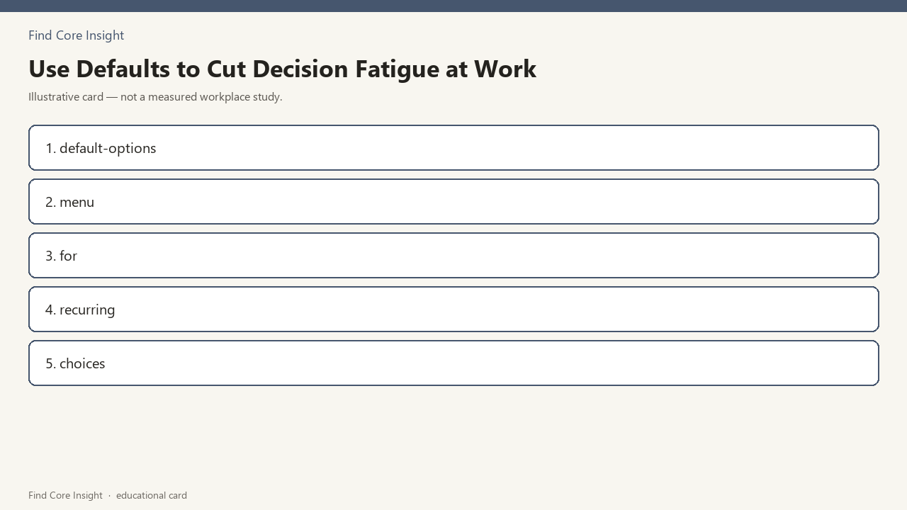 Use Defaults to Cut Decision Fatigue at Work — illustrative card