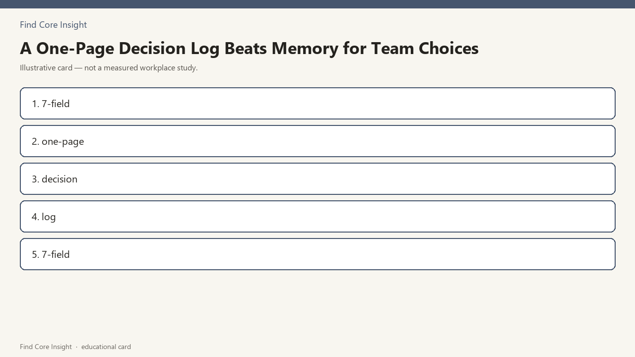 A One-Page Decision Log Beats Memory for Team Choices — illustrative card