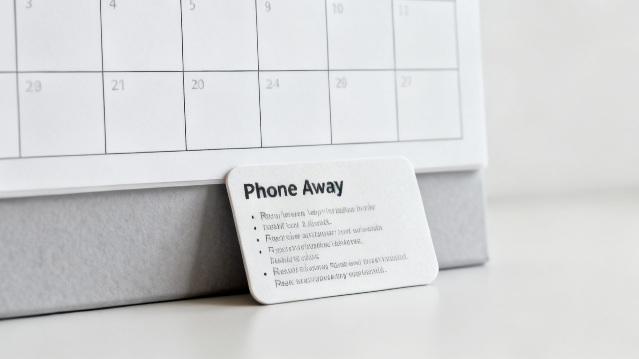 A Phone-in-Another-Room Card for One Focus Block — desk detail