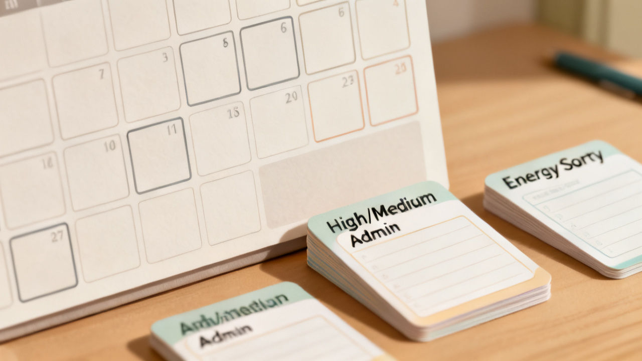 Energy-Based Task Sorting for Low-Focus Days — desk detail