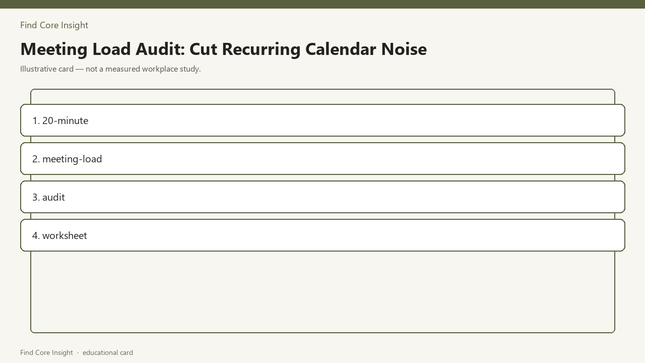 Meeting Load Audit: Cut Recurring Calendar Noise — illustrative card