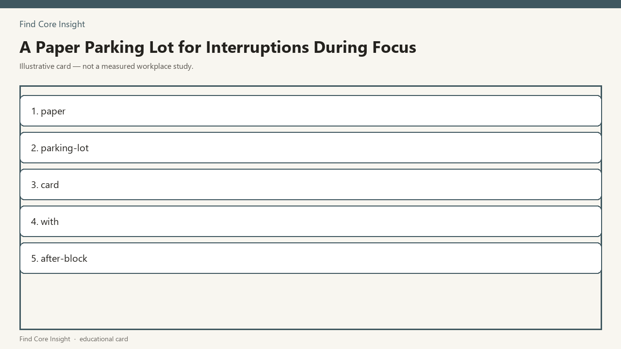 A Paper Parking Lot for Interruptions During Focus — illustrative card