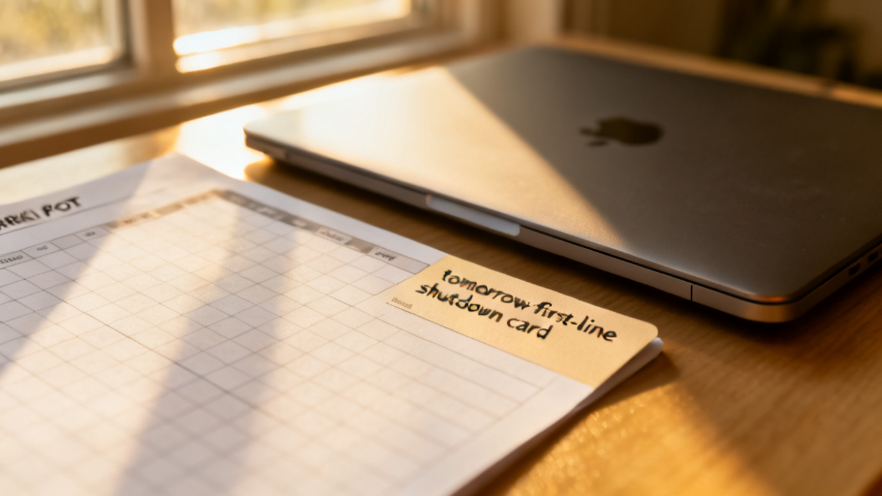 Close the Day With Tomorrow’s First Written Line — desk detail